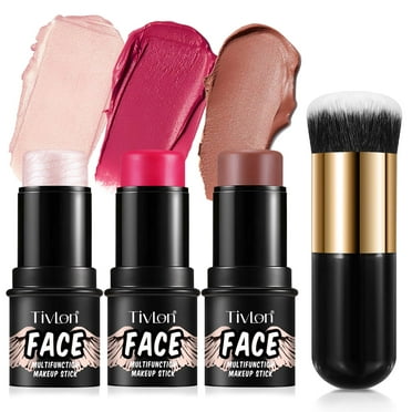 Tivlon Face Makeup Stick (3-Piece Set), Highlighter - Blusher - Contour, Water Resistant - Long Lasting - Non Greasy (#2#4#6)