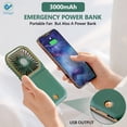 thumbnail image 3 of Deago Upgrade Handheld Fan, Small Personal Fan with 3 Speeds Neck Rechargeable Portable Fan, Powerful Mini USB Outdoor Fan Quiet Desk Fan Free Angle, Good for Travel Home Office School-Green, 3 of 8