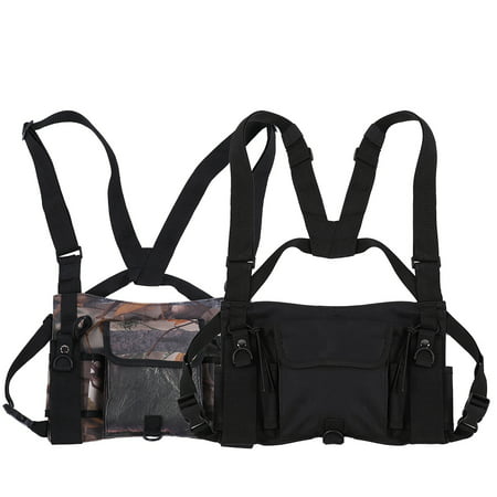 HERCHR Universal Hands Free Radio Harness Chest Rig Pocket Pack Holster Vest for Two Way Radio, Radio Chest Rig, Radio
