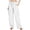 White, variant on Danhjin Linen Cargo Pants For Women Spring Summer Casual Elastic Waisted Drawstring Loose Straight Leg Comfy Pants Stretch Pants With Pockets