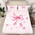 thumbnail image 2 of Manfei Ribbon Bowtie Bed Sheets,Kawaii Bow Knot King Sheets,Pink Sparkling Print Sheet Set For Kids,Super Cozy Room Decor,4 Pieces, 2 of 7