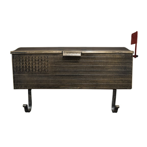 Antique Bronze American Flag Metal Wall Mounted Mailbox with Hangers