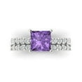 thumbnail image 2 of 2.66 ct Brilliant Princess Cut Alexandrite 18K White Gold Solitaire with Accents Engagement Bridal Wedding Ring Band Set size 8.25, 2 of 7