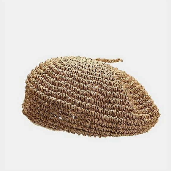CoCopeanut New Summer Weave Beret Female Straw Hats for Women Spring Autumn Flat Sun Hat Breathable Casual Holiday Artist Beach Cap Chapeau