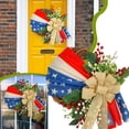 thumbnail image 3 of July 4th Wreath Americana Patriotic Wreath Handcrafted Memorial Day Wreath Festival Garland for Front Door Independence Day Wreath for Wall Home Decor, 3 of 7