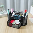 thumbnail image 5 of HOZVOMI Black Mesh Desk Organizer with 9 Compartments, Multifunctional Office Desktop Organizer with Drawer, Metal Pen Holder Stationery Caddy for Desk Organization, 5 of 6