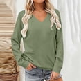 thumbnail image 5 of Womens Sweatshirt Sawvnm Women's Fashionable Casual Long-sleeved Pocket V-neck Capless Sweater Top Army Green XL, 5 of 7