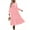 Pink, variant on UVN Fall Long Dress for Women Crewneck Casual Long Sleeve Pleated Dresses with Pockets