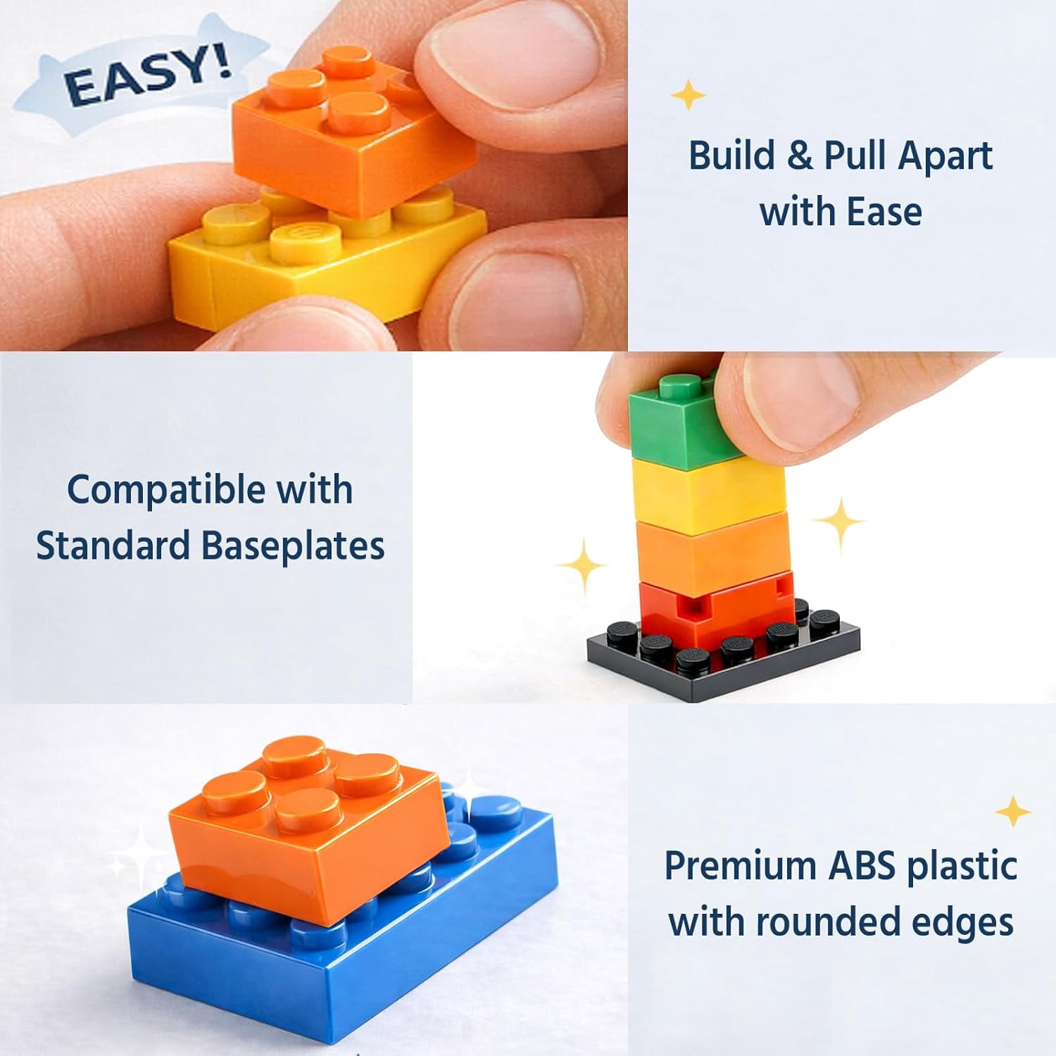 Fun Little Toys 1100 PCS Classic Building Bricks Set, 147 Shapes 17 Colors Creative Bulk Blocks for Party Favors & Classroom Prizes, Birthday Gifts