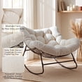 thumbnail image 5 of Dovov Oversized Papasan Rocking Chair, Indoor Outdoor Rocking Chair Patio Egg Chair with Cushion, Heavy Duty Steel Papasan Rocker Lounge Chair for Porch Balcony Nursery Living Room, Cream White, 5 of 12
