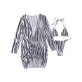 thumbnail image 4 of Bikini sólido con correa para mujer, Bikini con escote en V profundo, conjunto de traje de baño dividido cómodo, traje de baño de tres piezas OAVQHLG3B Store  lin121212, 4 of 4