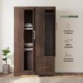 thumbnail image 3 of Ropero Closet Armario de Madera con Cajones, Entrepaños y 4 Puertas, Almacenamiento de Ropa marron, 3 of 8
