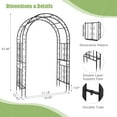 thumbnail image 4 of Hassch Outdoor Garden Arch Gothic 86" H x 59" W Iron Black Trellis Metal Weather Resistant Wall Art Climbing Plant Growing Lawn Backyard, 4 of 9