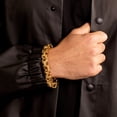 thumbnail image 4 of Crucible Jewelry Men's Gold Plated Stainless Steel Byzantine Chain Bracelet (11mm) - 9", 4 of 5