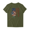 thumbnail image 4 of Fartey Red White and Blue Shirts for Women American Flag Sunflower Graphic Tees 4th of July Short Sleeve Tops Independence Day Crew Neck T Shirt Army Green S, 4 of 4