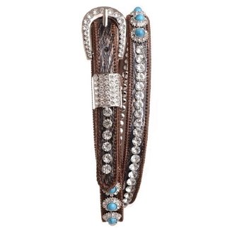 Nomad Creek Women\'s US Flag Colored Rhinestone Studded Buckle Leather Black Belt medium.jpg main image 2