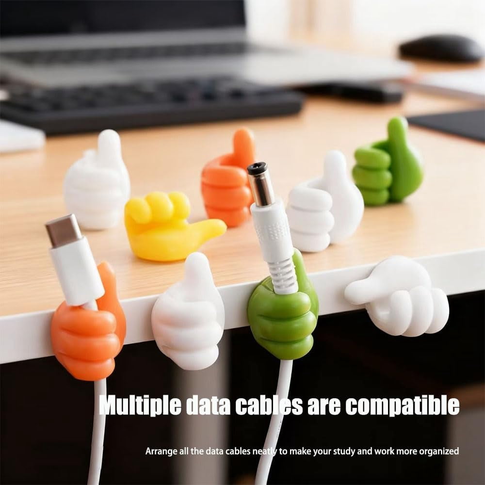 FEFEFW-24Pcs Creative Silicone Thumb Cable ClipsSelf Adhesive Fun Cord Holders for Desk Wall Car Nightstand, Cord Clips, Wire Holders, Phone USB Charger Cable Management, Key Hanger