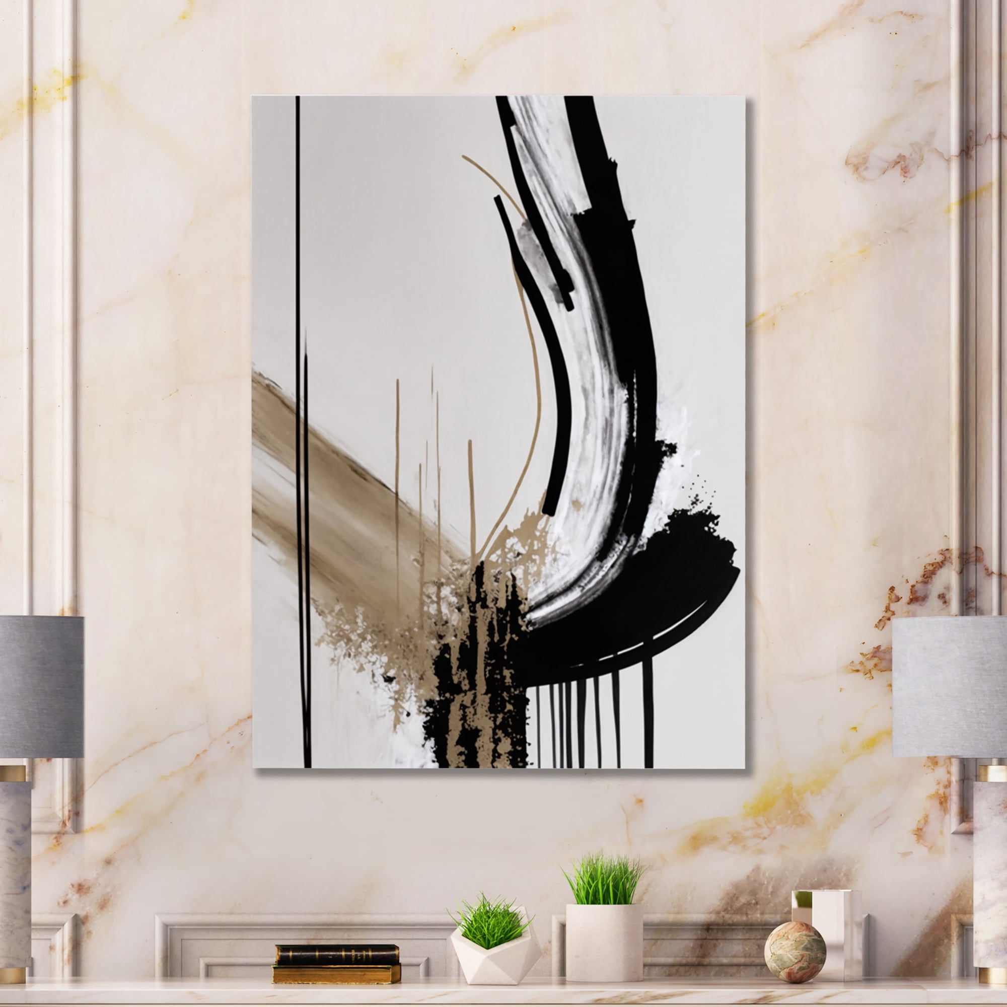 Designart Golden Minimalist Abstract IV Canvas Wall Art