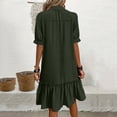 thumbnail image 5 of GUACER Mini Dress for Women Short Sleeve Button Down V Neck Collar Dress Casual Summer Ruffle Hem Loose Dresses, 5 of 6