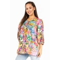 thumbnail image 4 of Sakkas Ligia Women's 3/4 Sleeve Casual Floral Loose Tunic Blouse Shirt Round Neck - 550-Multi - L/XL, 4 of 5