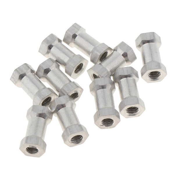 10 Piezas Piezas De Accesorios De Aviones RC Piezas De Aluminio Hexagonal De Doble Cabeza Plata 3x10mm