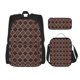 thumbnail image 1 of Balery Brown Gold Grid Mochila escolar 3 en 1 para niños: mochila resistente con lonchera térmica y estuche para lápices. Mochila escolar para niños y niñas., 1 of 7
