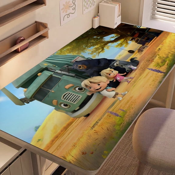 Trash Truck-themed extra-large Non-Slip Base leather Desk Table mat—versatile for computer desks, dining tables, and more.12"x24"(30X60cm）