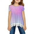 thumbnail image 1 of LSLJS T-Shirts à Col Rond Mignons pour Filles, Manches Courtes, Couleur Unie, Vêtements pour Bébé Fille (7-8 Ans, Violet), 1 of 1