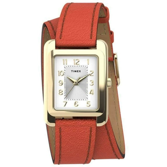 Timex TW2U14100VQ Women's Addison Orange Leather Strap Watch