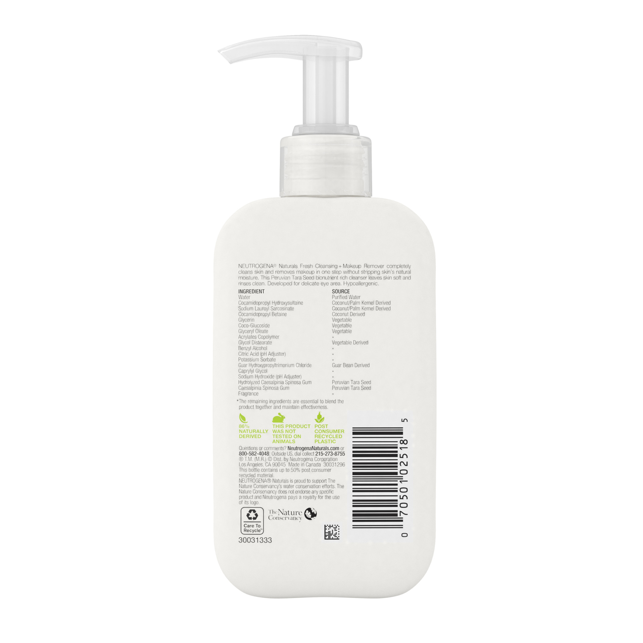 Neutrogena Naturals Fresh Face Cleanser + Makeup Remover, 6 fl. oz