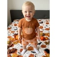 thumbnail image 4 of Cjfdfy Toddler Baby Boy Halloween Thanksgiving Outfits Infant Baby Boys Summer Fall Clothes Pumpkin Embroidery Short Sleeve Pumpkin T Shirt Tops and Elastic Waist Plaid Shorts 2Pcs Set, 4 of 9