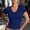 03-Dark Blue, variant on Women's V Neck Short Sleeve T-Shirt Slim Fit Lightweight Stretchy Breathable Fitted Casual Layering Tee Top 06-Light Gray S