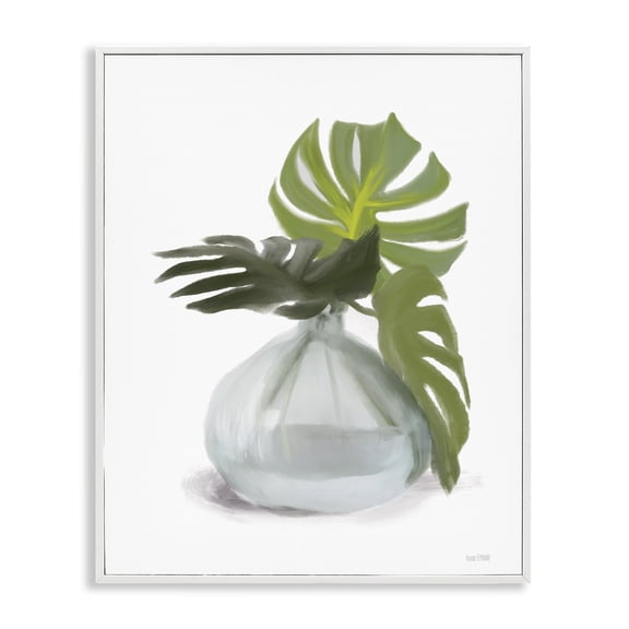 Stupell Industries Contemporary Monstera Leaf Sprigs Jar White Framed Giclee Art, 11 x 14, by House Fenway