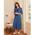 thumbnail image 2 of Ekouaer Women's Zipper Robe 3/4 Sleeves Housecoat Full Length Nightgown Soft Loungewear Robe with Pockets, 2 of 6