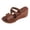 Brown, variant on Womens Cork Footbed Platform Wedge Dressy Slides Sandals Ladies Bohemian Beach Vintage Casual Leather Chunky High Heels Slip on Dress Summer Shoes Black Size 6