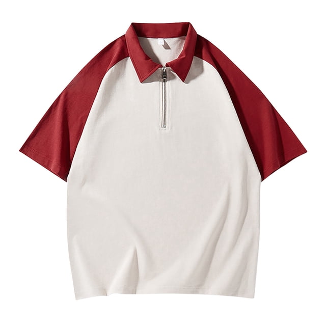 FhsagQ Men's Shirts Men Shirts Hole Men'S Four Seasons Leisure Fashion Assorted Colors Design Lapel Button Short Sleeve Tops Mens Shirts Trunks Low Rise Mens Shirts Tops Super Fit Red L