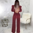 thumbnail image 4 of HXWCHs Women's Party Jumpsuit, Women's Metallic Fiber V Neck Strap High Elastic Sultry Pant Suit Jumpsuit with Sparkling Lingerie Style Details XXL Red, 4 of 4