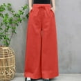 thumbnail image 4 of Casual High Waisted Pants for Women Solid Color Long Pants Cotton Linen Straight Trousers Palazzo Comfortable Autumn Outfit Solid Color Trousers Casual Daily Office Wear, 4 of 6