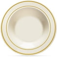 thumbnail image 6 of Gold Rimmed Ivory Bowls -12 ounce - 50 Count - Hard Plastic - Disposable or Reusable - Dessert Bowls - Salad Bowls- Cereal Bowls - Pasta Bowls - Ideal for Weddings, Parties, Gatherings & More!, 6 of 7