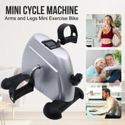 Mini Exercise Bike, Under Desk Bike Pedal Exerciser porable Foot Cycle Arm & Leg Peddler Machine with LCD Screen Displays,Silver