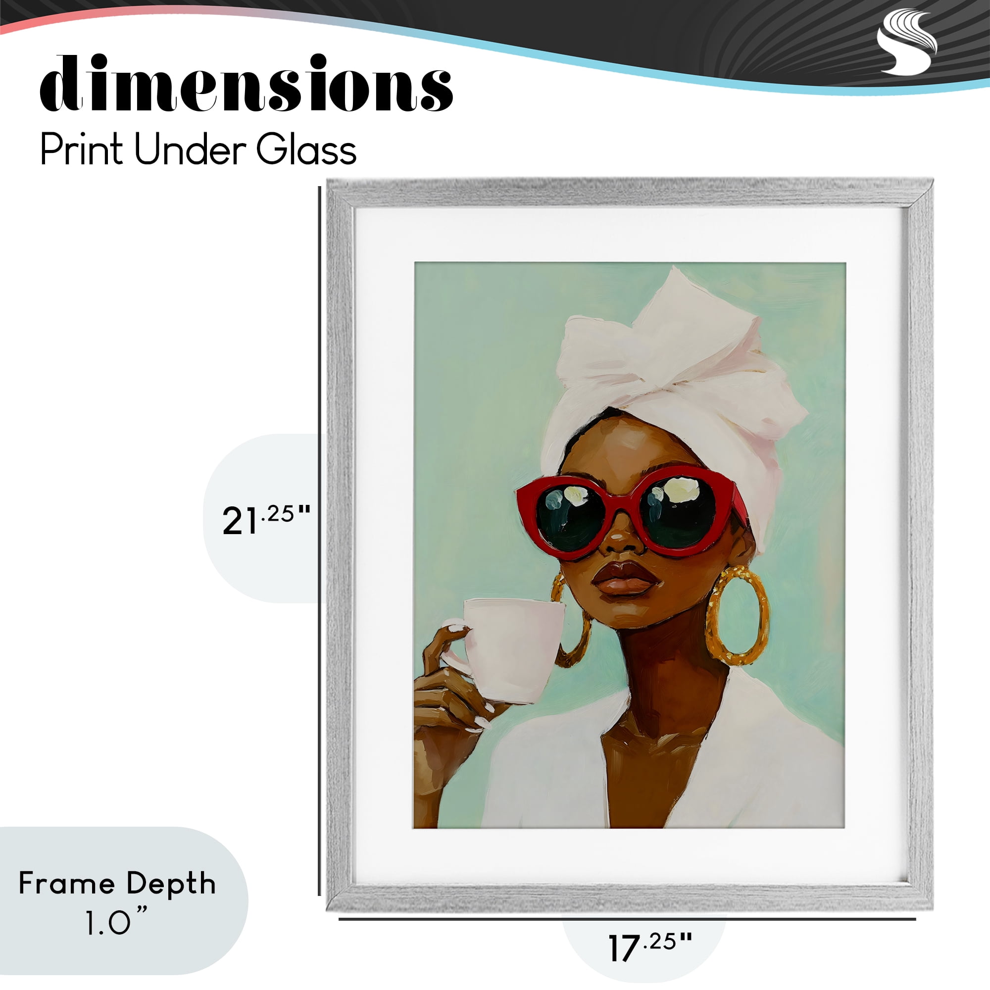 Stupell Industries Coffee Lover in Red Sunglasses Gray Framed Print Under Glass, design by The Prints Vibe