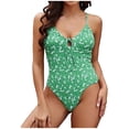 thumbnail image 2 of HOMBOM One Piece Swimsuit for Women Tummy Control Swimwear Floral Print Summer Green Ladies Bathing Suit High Cut, 2 of 5