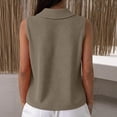 thumbnail image 4 of Dwellite Womens Sleeveless Golf Waffle Polo Shirts Collared Tank Tops V-Neck Workout Athletic Tennis Tops Brown M, 4 of 4