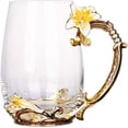 thumbnail image 5 of Longwin Enamel Glass Mug Butterfly Flower Lead-Free Drinking Tea Cup Coffee Mugs with Steel Spoon Set for Women Birthday Valentines Wedding Day Gifts Yellow, 5 of 6