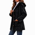 thumbnail image 3 of Fleece Jacket for Women Hooded Sherpa Jacket Button Down Cable Knit Long Sleeve Fall Winter Warm Coat with Pockets, 3 of 7