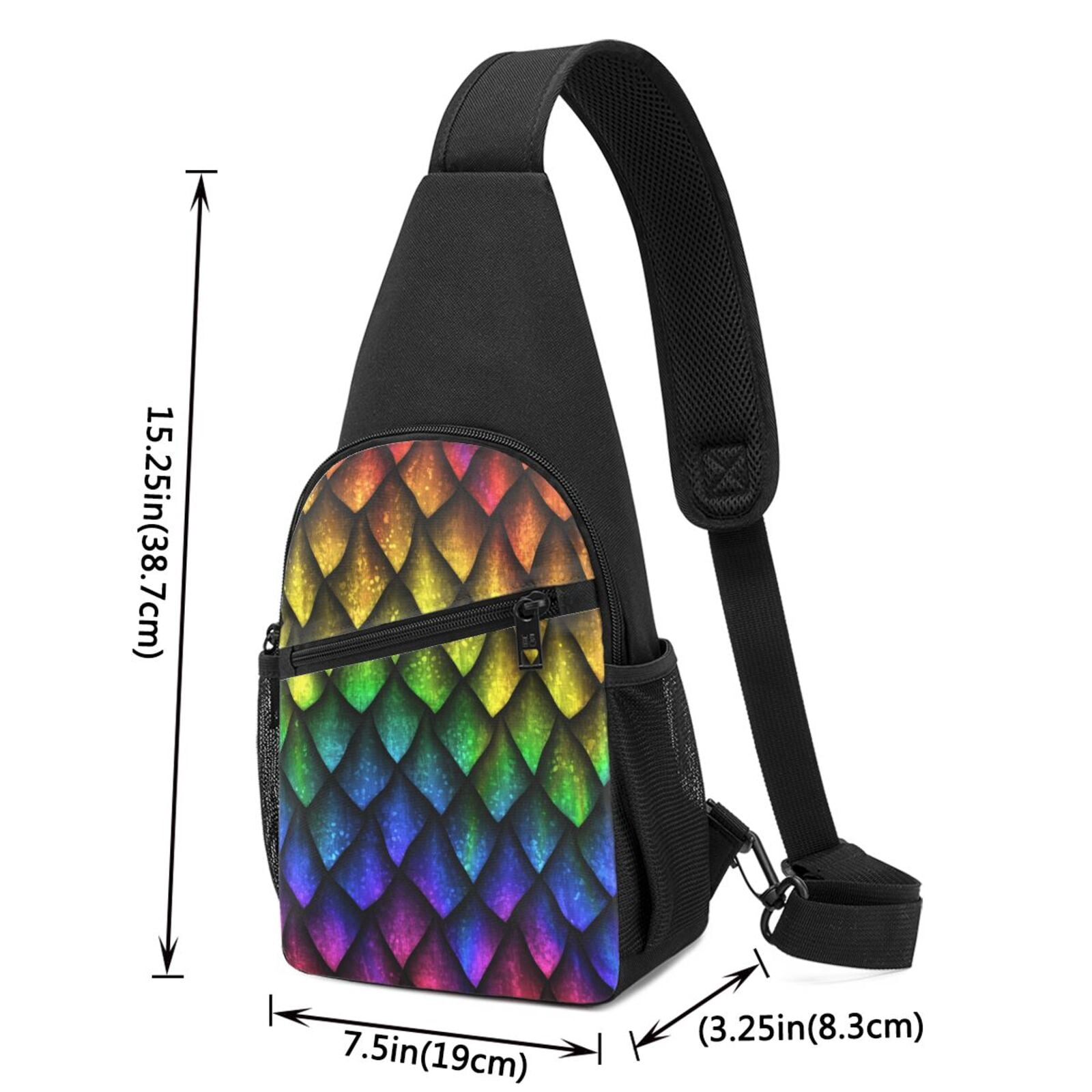 Xecao's Dragon Scales Print Sling Bag: A Versatile Chest, Shoulder, and Crossbody Backpack for Casual Days Out, Perfect for Both Men and Women