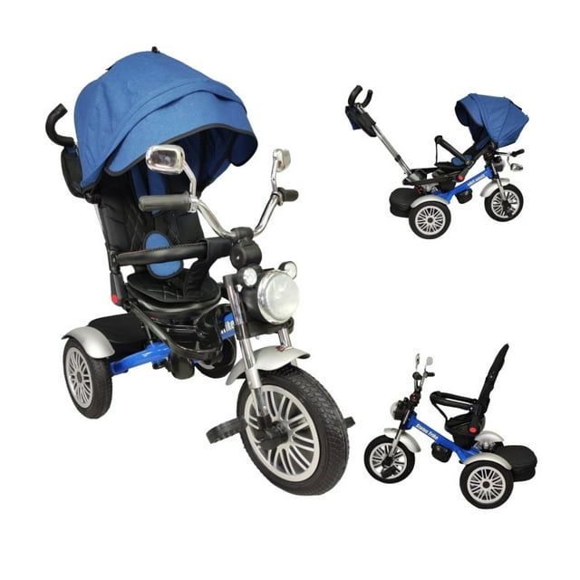 Triciclo para Niños The Baby Shop para bebés, evolutivo Luz y Sonido Azul - 8 en 1
