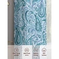 thumbnail image 6 of Light Blue Teal Sheer Curtains 96 Inch Length 2 Panels Set Window Treatments, Retro Botanical Abstract Art Rod Pocket Semi Curtains for Living Room/Bedroom/Kitchen Décor, 104"W x 96"L, 6 of 7