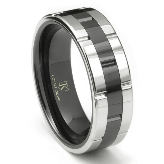 Andrea Jewelers Cobalt Xf Chrome 8MM Two Tone High Polish Wedding Band Ring Sz 10.0