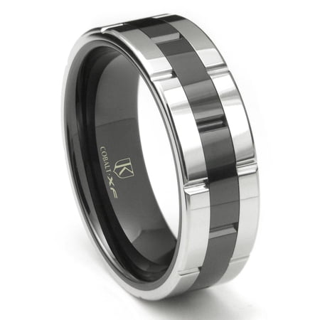 Andrea Jewelers Cobalt Xf Chrome 8MM Two Tone High Polish Wedding Band Ring Sz 10.0